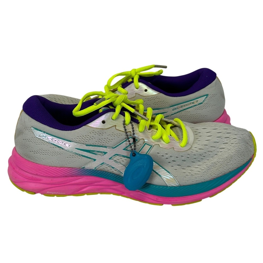 ASICS Gel Excite 7 Running Shoes Womens 11 White Pink Neon 1012A801